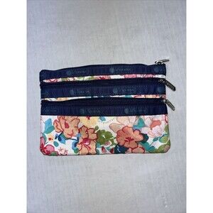 le sportsac three zipper pouch with flowers